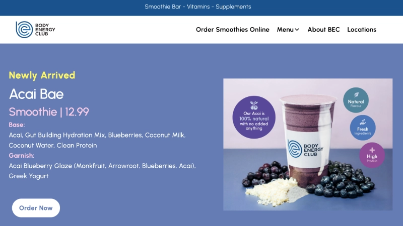 Body Energy Club USA website displayed on a laptop